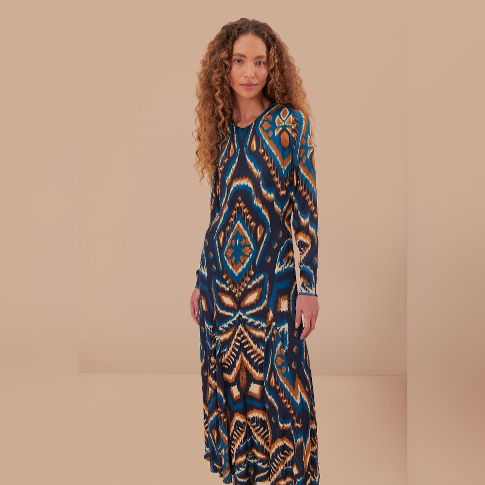 Farm Rio Pineapple Ikat Maxi Dress